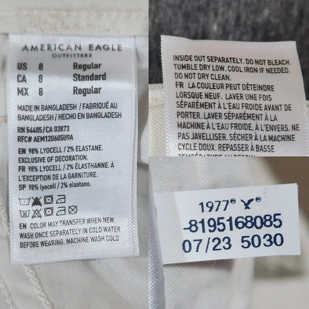 American Eagle Baggy Wide Leg Cargo Pants 8 Women Super High Rise‎ Cream Grunge
